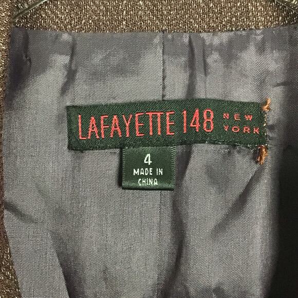 Lafayette 148 New York Wool Maroon Burgundy Tweed Herringbone Fitted Jacket 4 - Picture 6 of 8